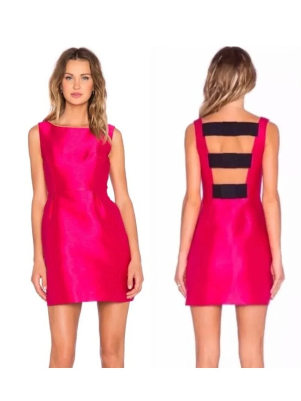 Kate Spade Flirty Back Mini Dress Sweetheart Pink Bow Detail Size 2